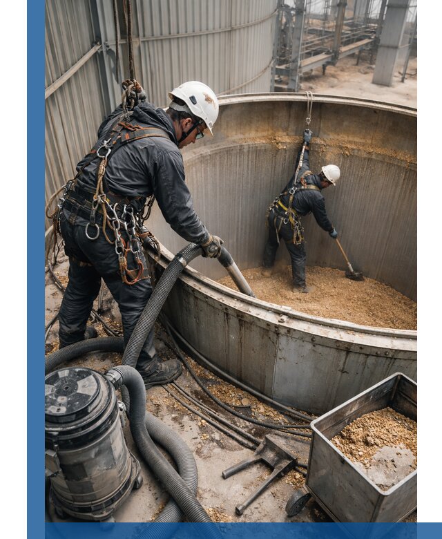 Профессиональная чистка зерновых бункеров в Батайске с выездом