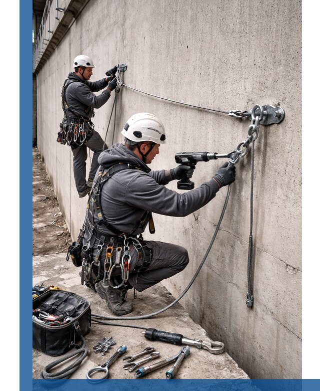 Монтаж анкерных линий высотной безопасности в Батайске