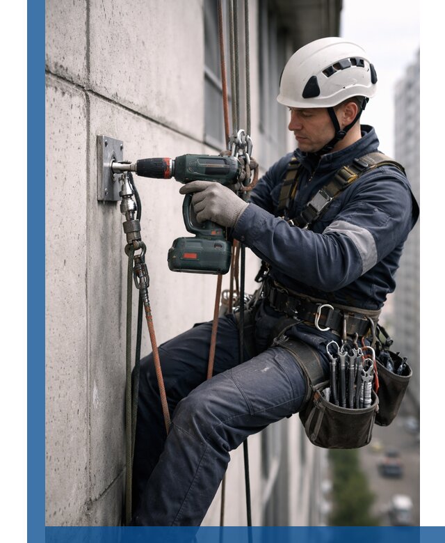 Установка анкерных точек для высотных работ в Батайске