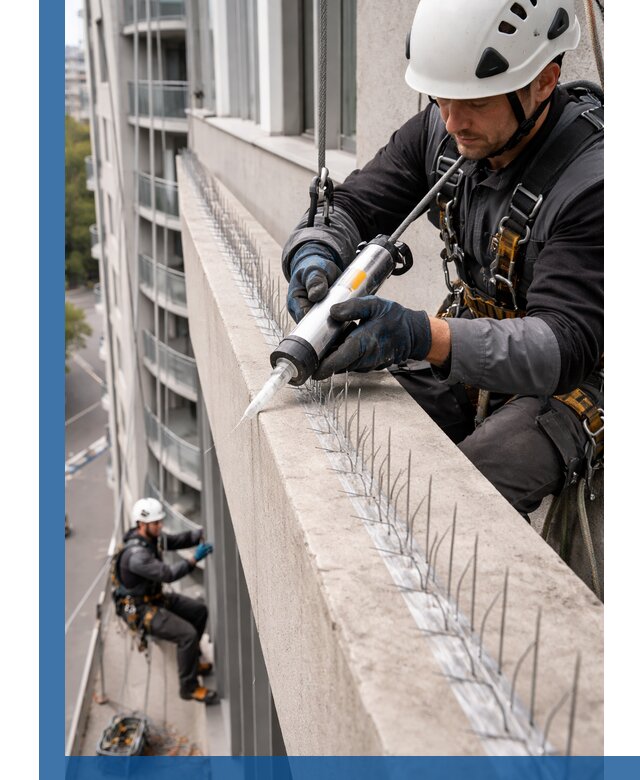 Установка шипов от птиц на фасадах и кровлях в Батайске